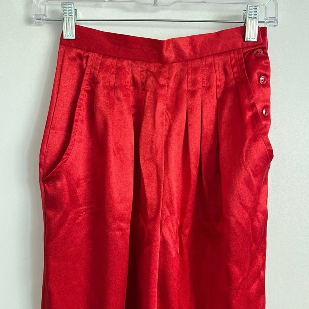 Vintage 80s Patty Woodard Neiman Marcus Red Pleated Trouser Pants Size 4 - Picture 4 of 9